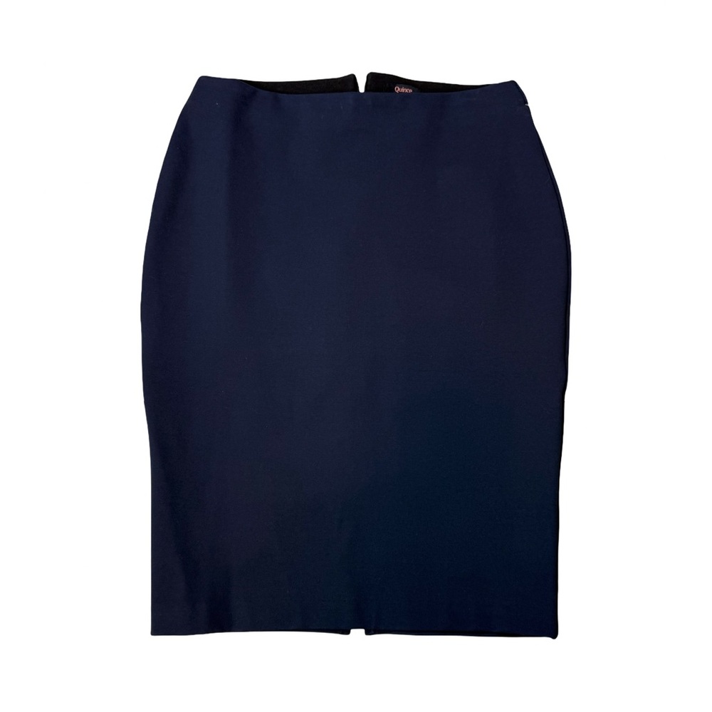 Quince Ultra-Stretch Ponte Pencil Skirt Navy Blue Office Career NWT Size S - Picture 2 of 11